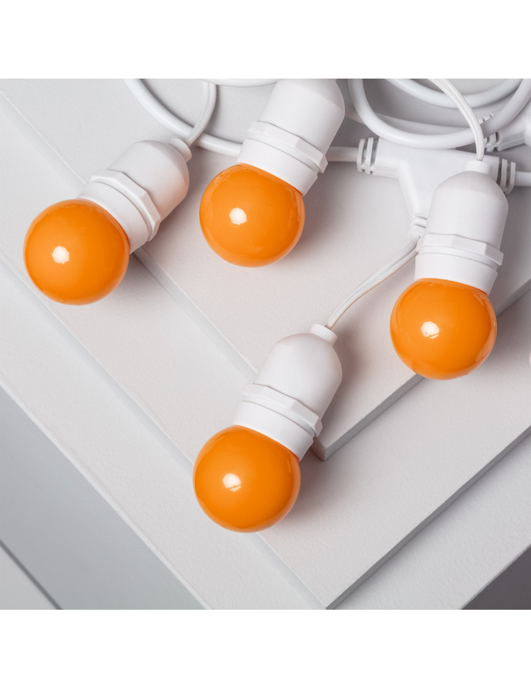 Kit Guirnalda Waterproof 5.5m Blanco + 8 Bombillas LED E27 G45 3W de Colores