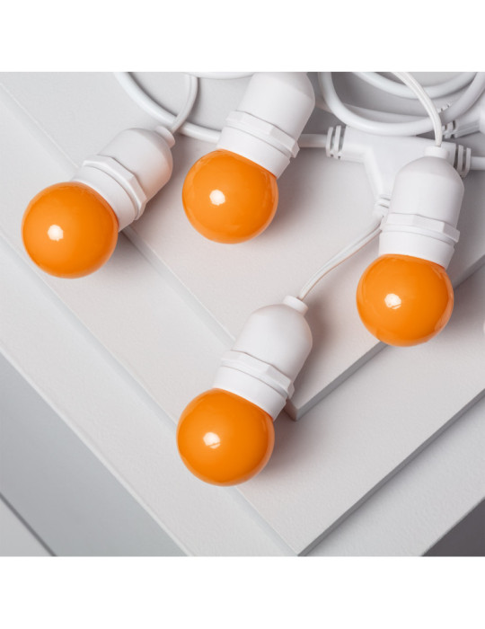 Kit Guirnalda Waterproof 5.5m Blanco + 8 Bombillas LED E27 G45 3W de Colores