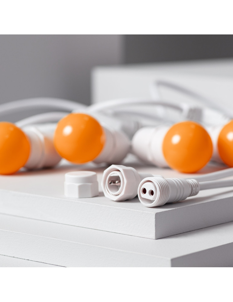 Kit Guirnalda Waterproof 5.5m Blanco + 8 Bombillas LED E27 G45 3W de Colores