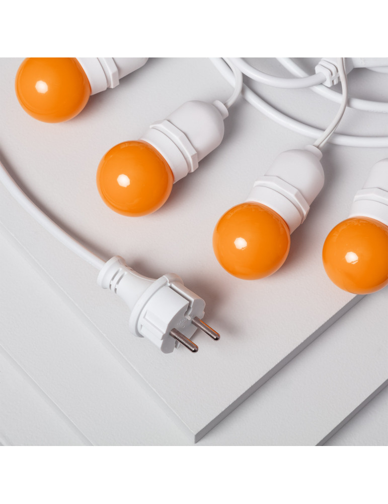 Kit Guirnalda Waterproof 5.5m Blanco + 8 Bombillas LED E27 G45 3W de Colores