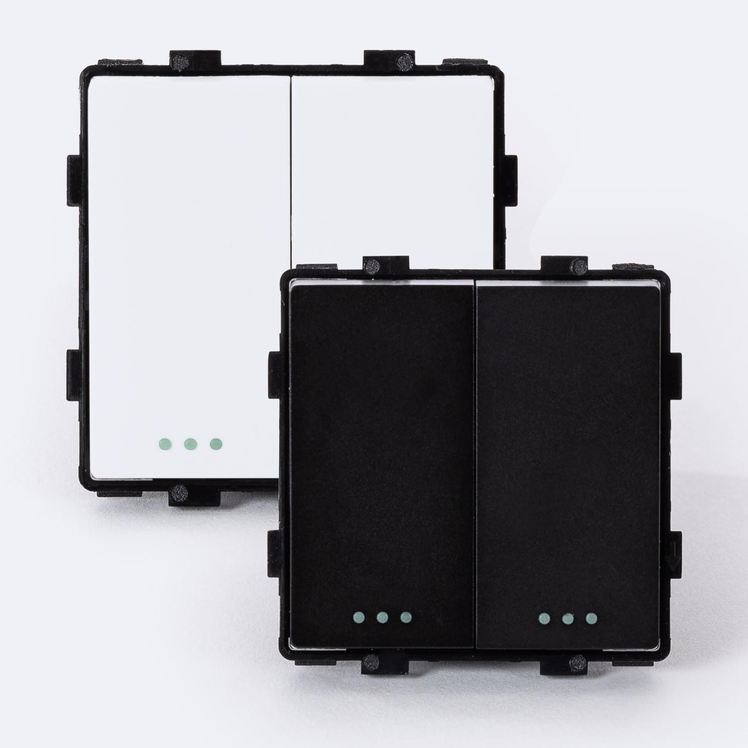 Interrupteur Double Bouton-Poussoir Modern Noir