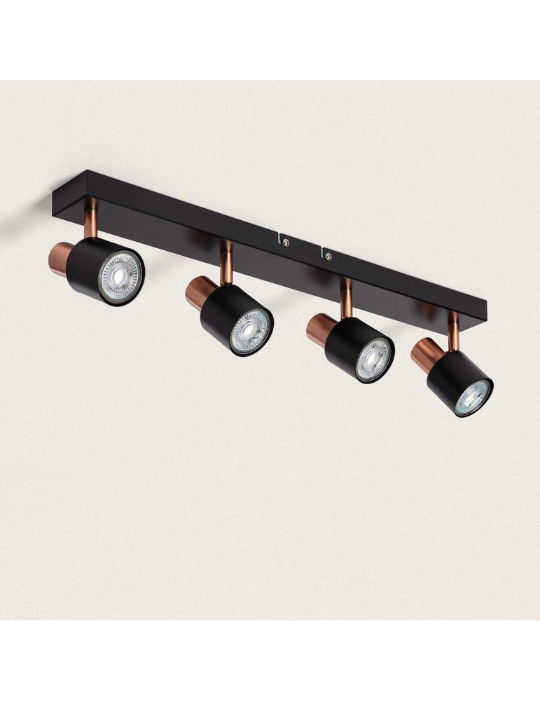 Applique Murale et de Plafond Orientable Métal 4 Spots Albus Black Rose Large