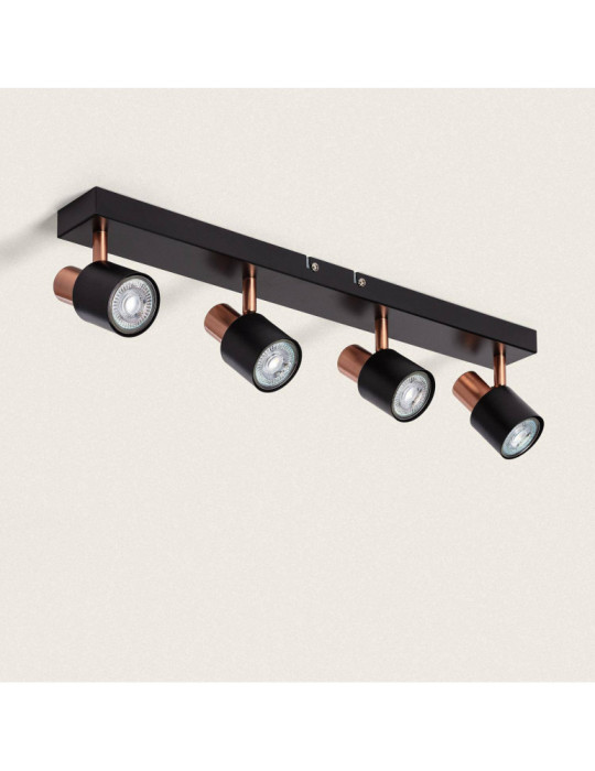 Applique Murale et de Plafond Orientable Métal 4 Spots Albus Black Rose Large