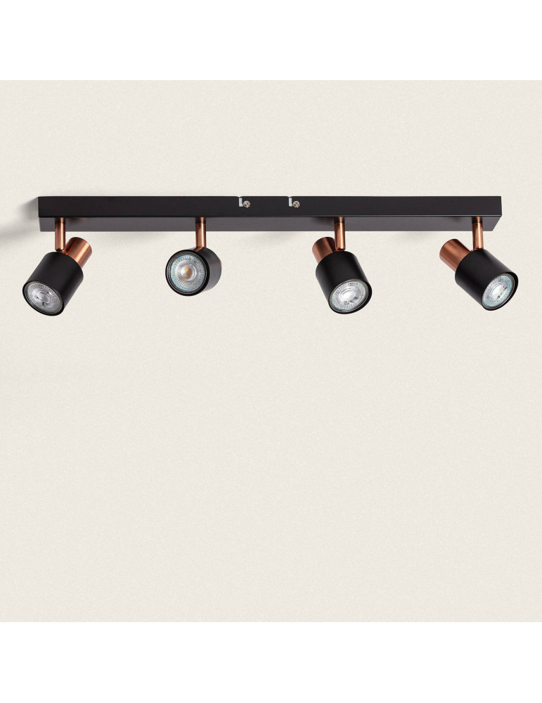 Applique Murale et de Plafond Orientable Métal 4 Spots Albus Black Rose Large