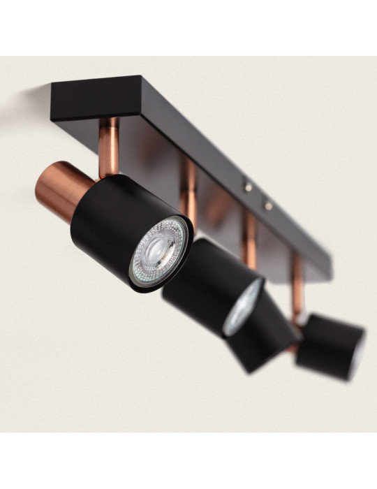 Applique Murale et de Plafond Orientable Métal 4 Spots Albus Black Rose Large