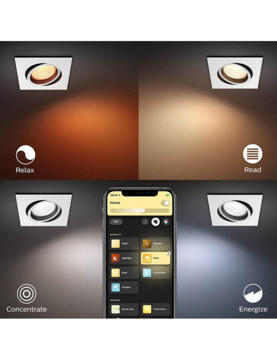 Downlight LED Carré White Color RGBW Centura 6W PHILIPS Hue Downlight LED Carré White Color RGBW Centura 6W PHILIPS Hue