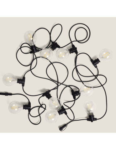 Kit Guirlande Lumineuse Extérieure IP44 10m Noir + 10 Ampoules LED Filament B22 6W G95