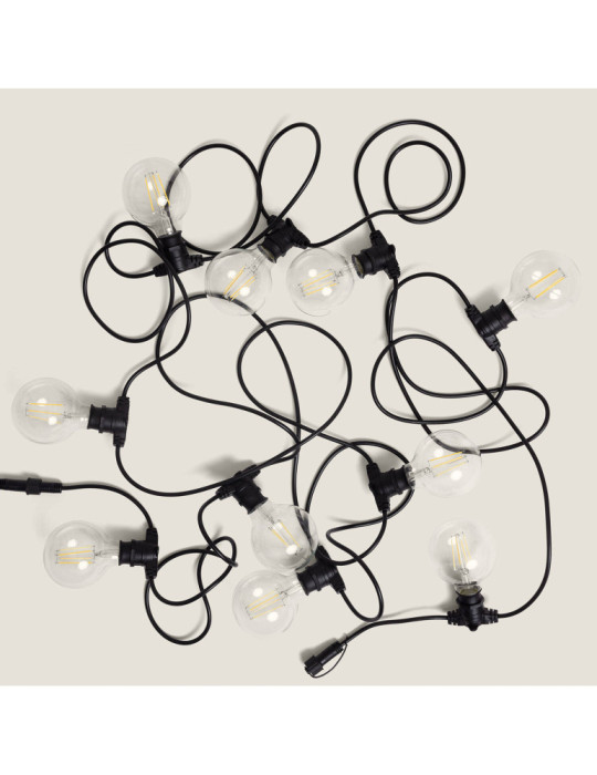 Kit Guirlande Lumineuse Extérieure IP44 10m Noir + 10 Ampoules LED Filament B22 6W G95