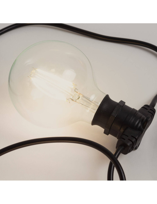 Kit Guirlande Lumineuse Extérieure IP44 10m Noir + 10 Ampoules LED Filament B22 6W G95