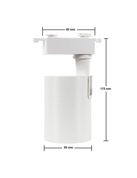 Spot LED sur Rail Monophasé 30W Bron Blanc