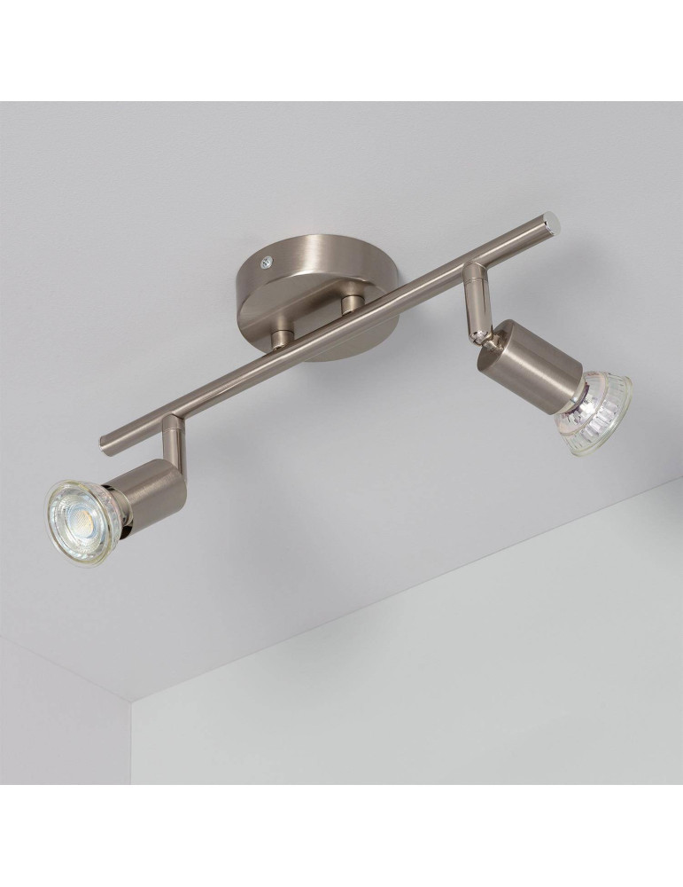 Plafonnier Orientable Aluminium Oasis 2 Spots Argenté