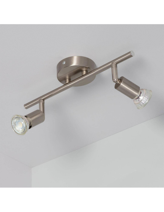 Plafonnier Orientable Aluminium Oasis 2 Spots Argenté