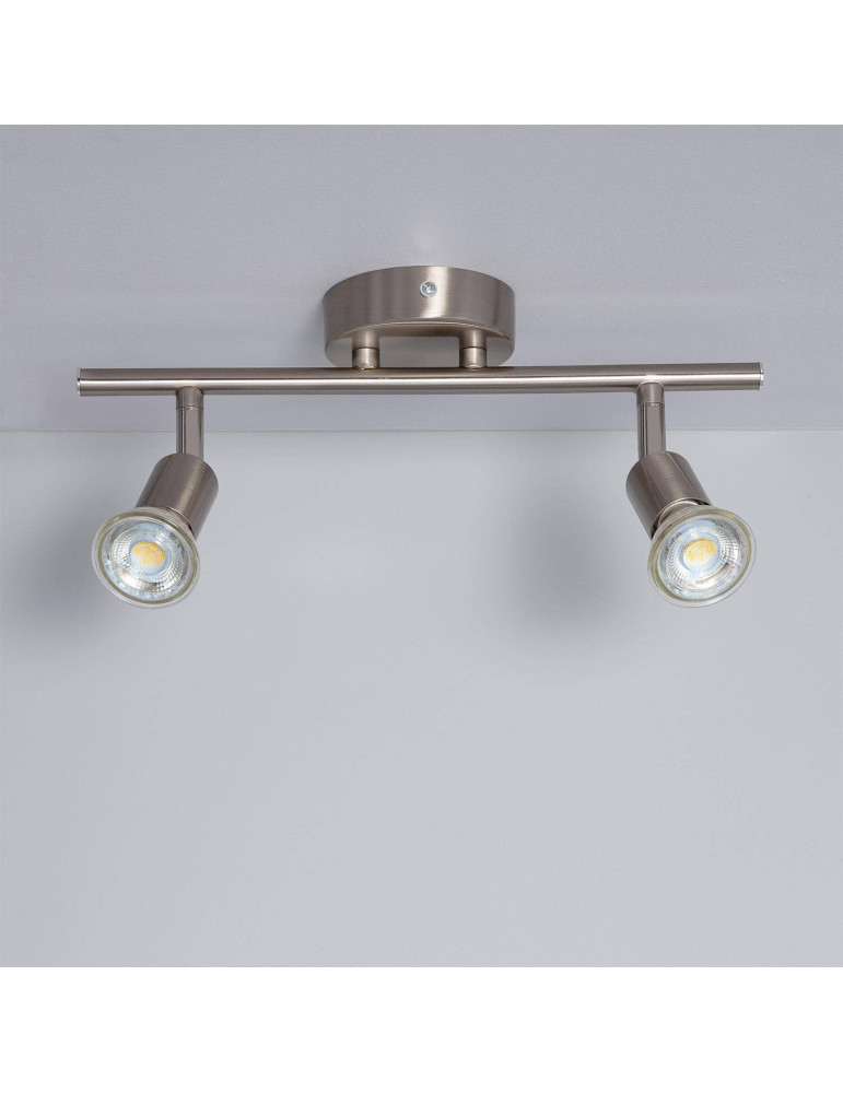 Plafonnier Orientable Aluminium Oasis 2 Spots Argenté