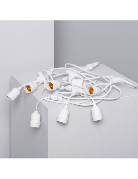 Guirlande Extérieure avec 8 Douilles E27 5.5m Blanche IP65