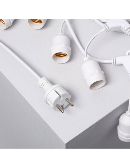 Guirlande Extérieure avec 8 Douilles E27 5.5m Blanche IP65