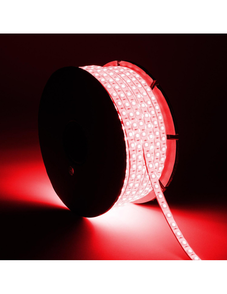 Bobine de Ruban LED RGB 220V AC SMD5050 Silicone FLEX 50m 60 LED/m IP67 Largeur 12mm Coupe tous les 100 cm