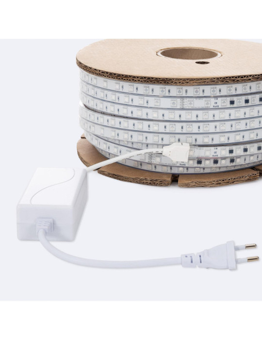 Bobine de Ruban LED RGB 220V AC SMD5050 Silicone FLEX 50m 60 LED/m IP67 Largeur 12mm Coupe tous les 100 cm Bobine de Ruban LED RGB 220V AC SMD5050 Silicone FLEX 50m 60 LED/m IP67 Largeur 12mm Coupe tous les 100 cm