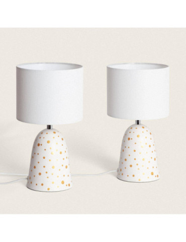 Pack de 2 Lampes à Poser Céramique et Tissu Argua