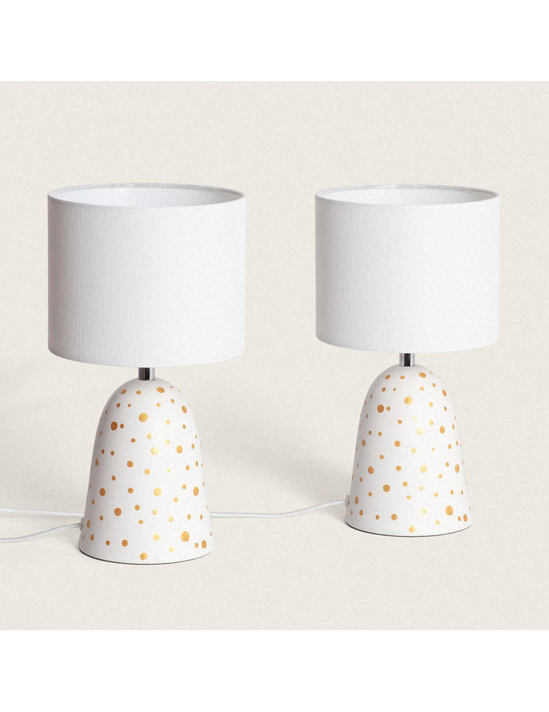 Pack de 2 Lampes à Poser Céramique et Tissu Argua Pack de 2 Lampes à Poser Céramique et Tissu Argua