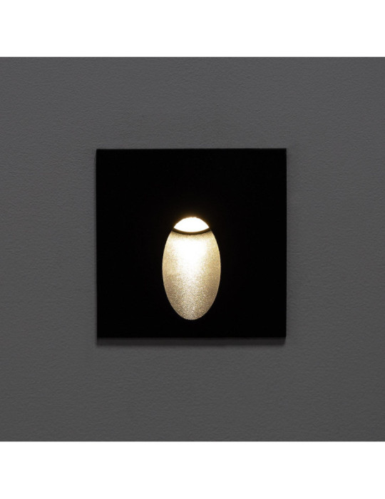Balise Extérieure Murale LED Encastrable 3W Carrée Ellis Noire