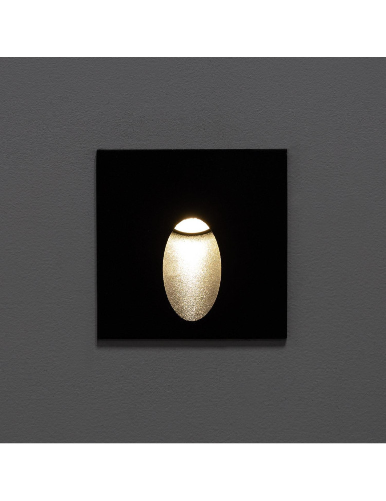 Balise Extérieure Murale LED Encastrable 3W Carrée Ellis Noire