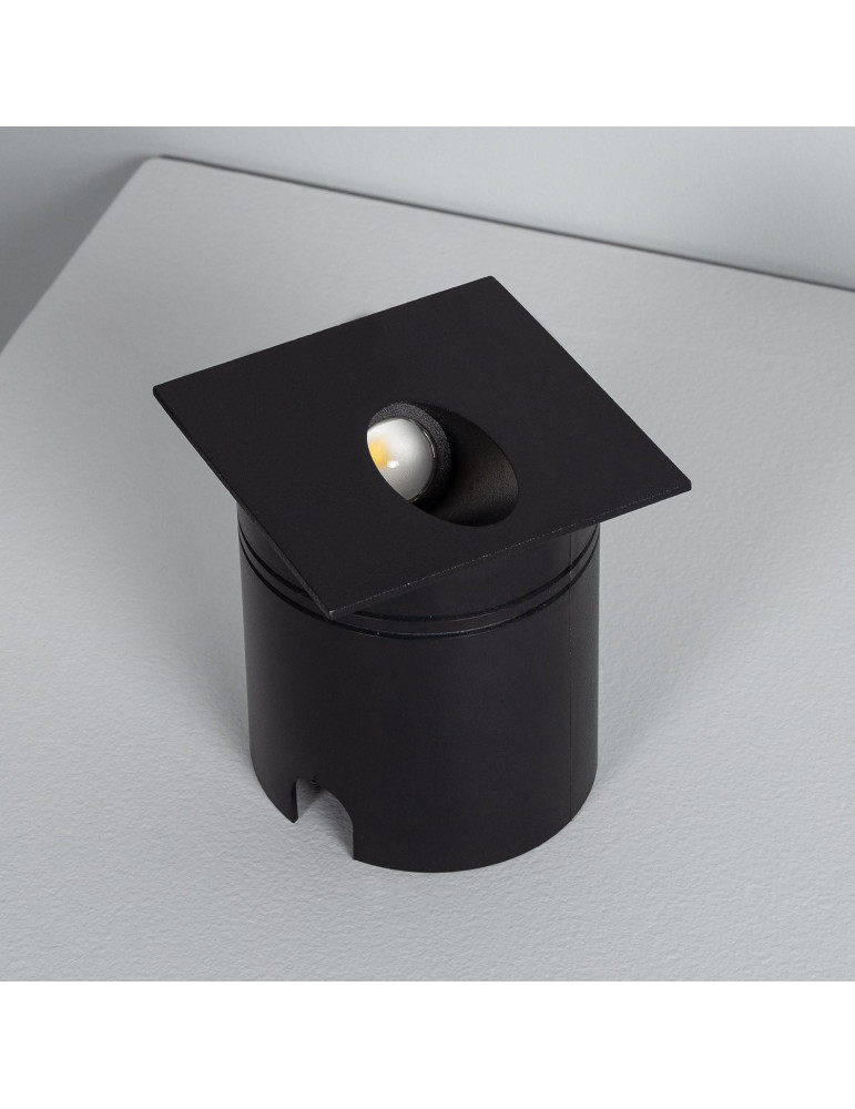 Balise Extérieure Murale LED Encastrable 3W Carrée Ellis Noire