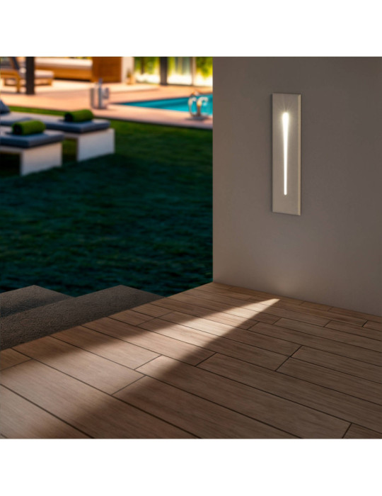 Balise LED Extérieure 3W Encastrable au Mur Rectangulaire Linéaire Wabi Blanche