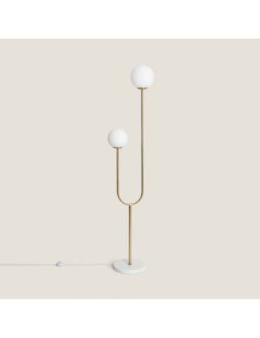 Lampadaire Métal et Verre Moonlight Brass 2 Spots