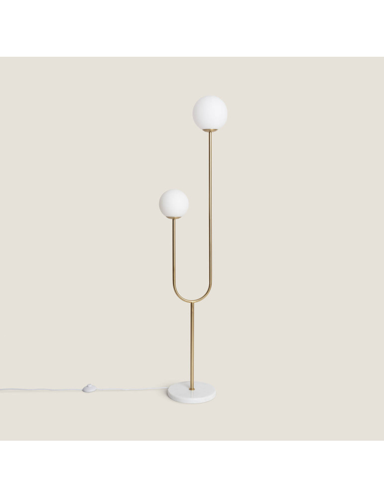Lampadaire Métal et Verre Moonlight Brass 2 Spots Lampadaire Métal et Verre Moonlight Brass 2 Spots