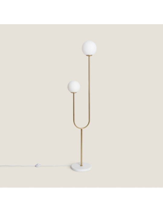 Lampadaire Métal et Verre Moonlight Brass 2 Spots Lampadaire Métal et Verre Moonlight Brass 2 Spots