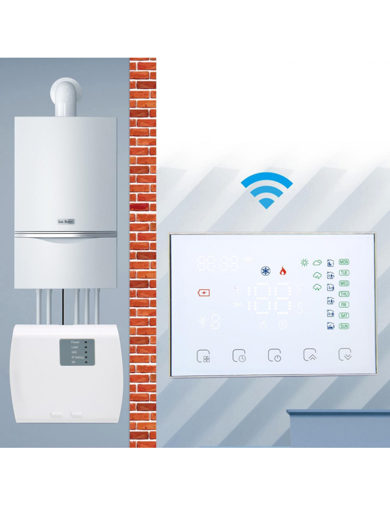 Thermostat WiFi Programmable Blanc Sans Fil pour Chauffage