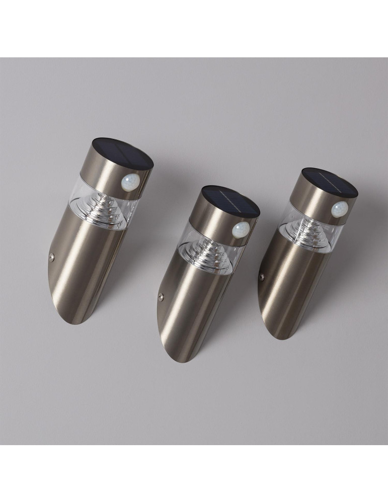 Applique Murale LED Extérieure Solaire Inti Inox avec Détecteur de Présence PIR