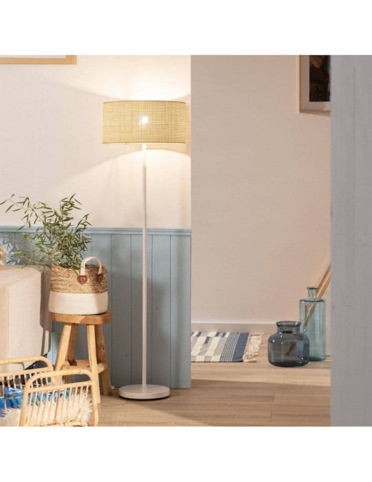 Lampadaire Rotin et Métal Baracoa