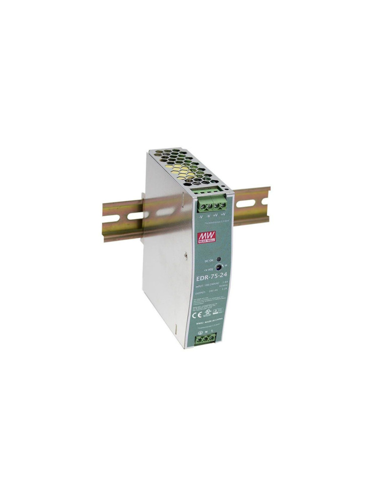 Alimentation 24V DC 75W 3.2A MEAN WELL EDR-75-24 pour Rail DIN