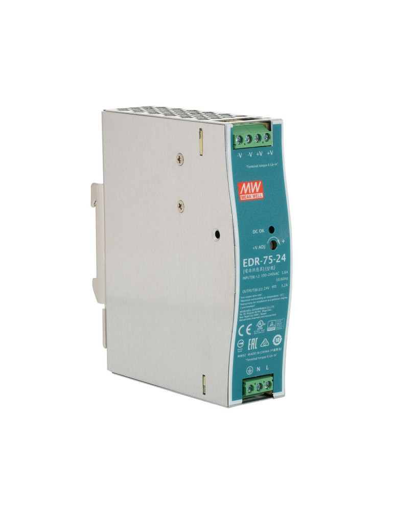 Alimentation 24V DC 75W 3.2A MEAN WELL EDR-75-24 pour Rail DIN