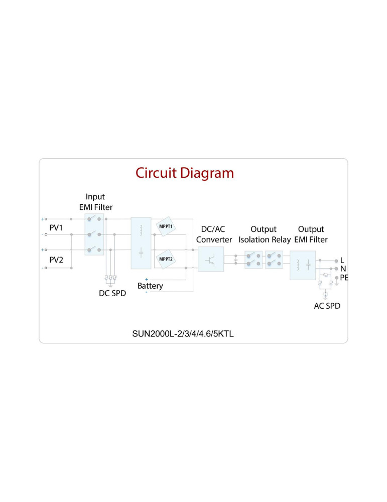 Onduleur Solaire Hybride Monophasé HUAWEI SUN2000 Chargeur de Batterie avec Injection au Réseau Électrique 2-5 kW