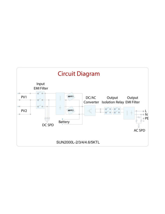Onduleur Solaire Hybride Monophasé HUAWEI SUN2000 Chargeur de Batterie avec Injection au Réseau Électrique 2-5 kW