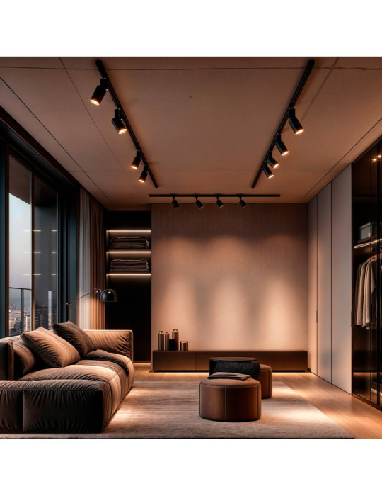 Spot LED sur Rail Triphasé 40W Carlo Noir