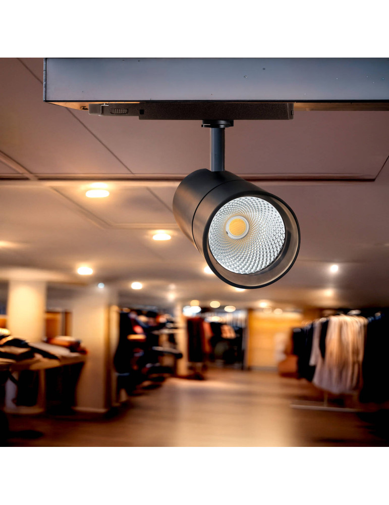 Spot LED sur Rail Triphasé 40W Carlo Noir