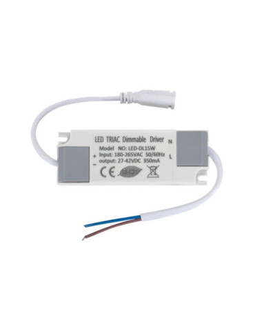 Driver Dimmable TRIAC 180-265V Sortie 27-42V DC 350mA 15W No Flicker