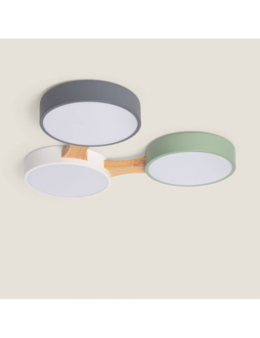Plafonnier LED Bois et Métal CCT Sélectionnable Sams 30W
