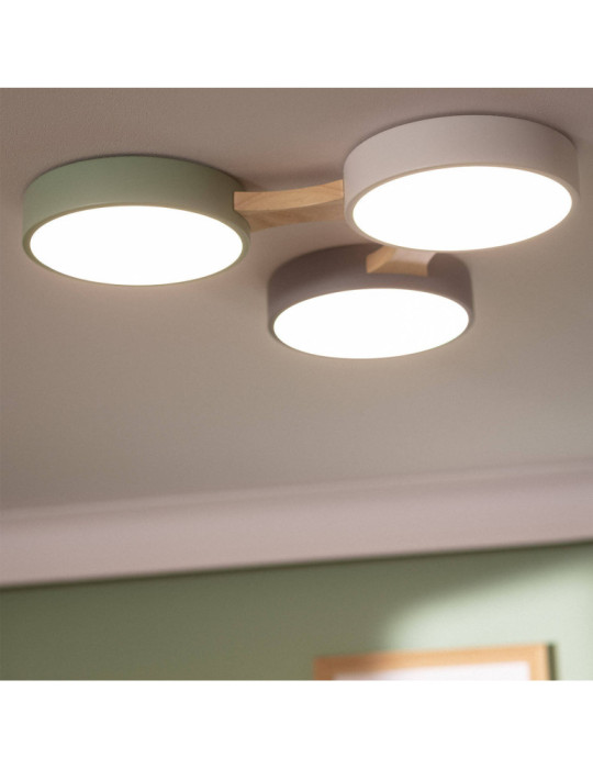 Plafonnier LED Bois et Métal CCT Sélectionnable Sams 30W