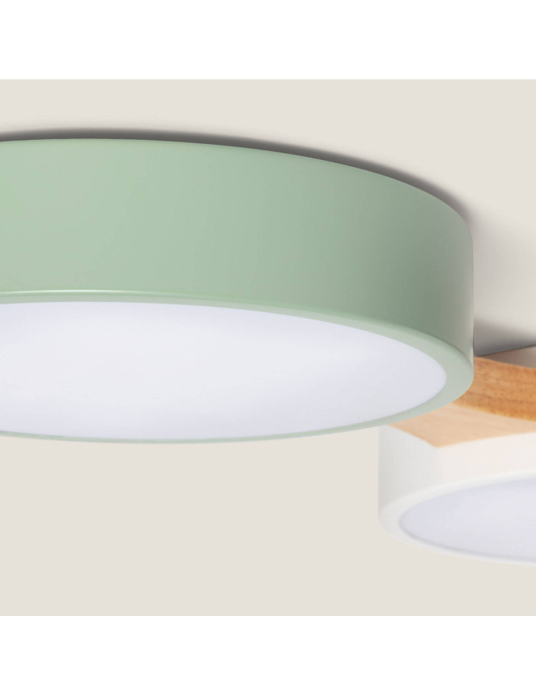 Plafonnier LED Bois et Métal CCT Sélectionnable Sams 30W