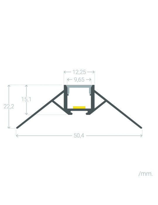 Profilé Aluminium Angle pour Plâtre/Placo avec Capot Continu pour Ruban LED jusqu'à 8 mm