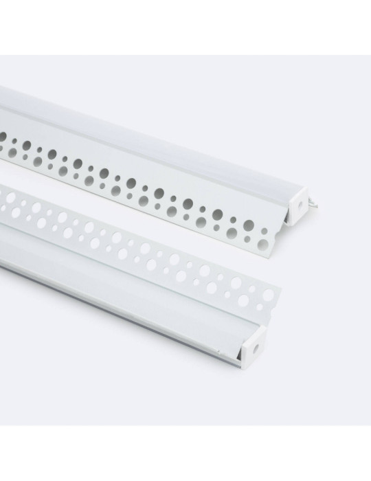Profilé Aluminium Angle pour Plâtre/Placo avec Capot Continu pour Ruban LED jusqu'à 8 mm