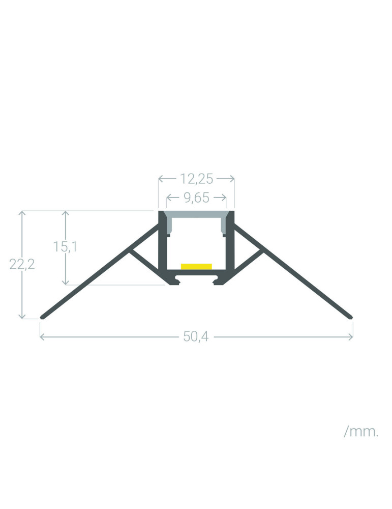 Profilé Aluminium Angle pour Plâtre/Placo avec Capot Continu pour Ruban LED jusqu'à 8 mm