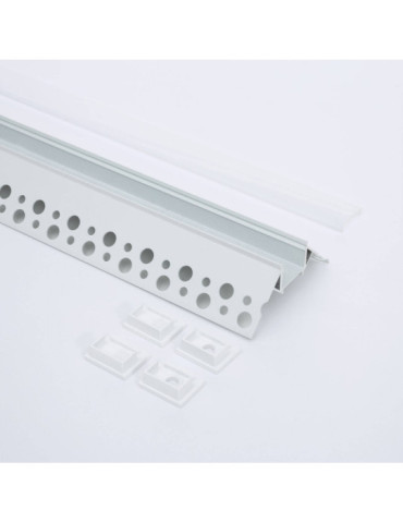Profilé Aluminium Angle pour Plâtre/Placo avec Capot Continu pour Ruban LED jusqu'à 8 mm