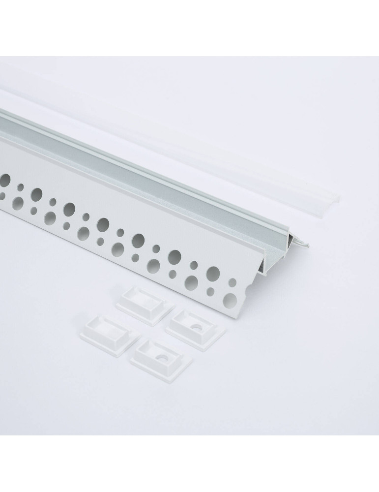 Profilé Aluminium Angle pour Plâtre/Placo avec Capot Continu pour Ruban LED jusqu'à 8 mm