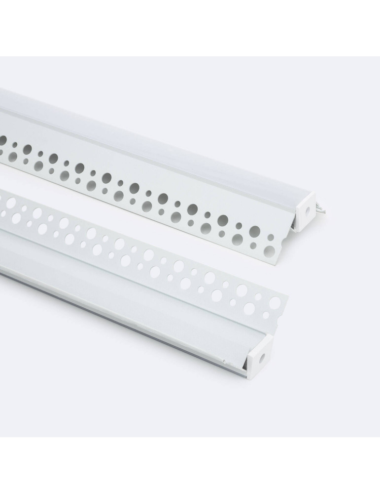 Profilé Aluminium Angle pour Plâtre/Placo avec Capot Continu pour Ruban LED jusqu'à 8 mm