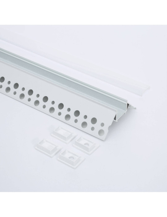 Profilé Aluminium Angle pour Plâtre/Placo avec Capot Continu pour Ruban LED jusqu'à 8 mm